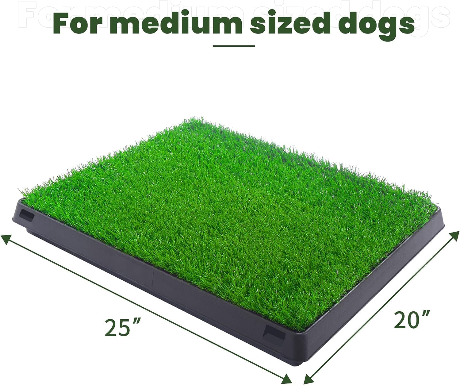 Dog Grass Pad with Tray, 25"×20" Indoor Dog Grass Potty for Puppy Training, Portable Dog Grass Pee Pad with Tray, Outdoor Pet Loo Artificial Grass Dog Porch Potty, Ideal for Small Medium Dogs