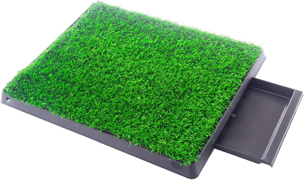 Dog Grass Pad with Tray, 25"×20" Indoor Dog Grass Potty for Puppy Training, Portable Dog Grass Pee Pad with Tray, Outdoor Pet Loo Artificial Grass Dog Porch Potty, Ideal for Small Medium Dogs